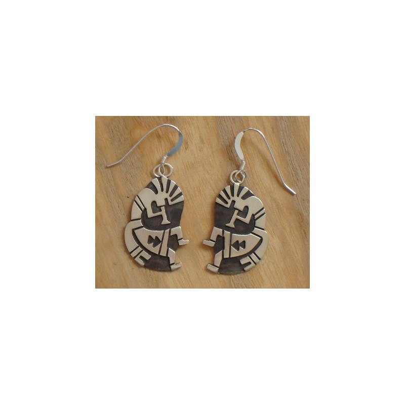 Boucles d'oreilles Navajo. Kokopelli  en argent