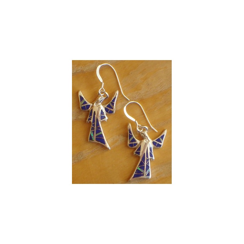 Boucles d'oreilles ange en Lapis-lazuli et argent.